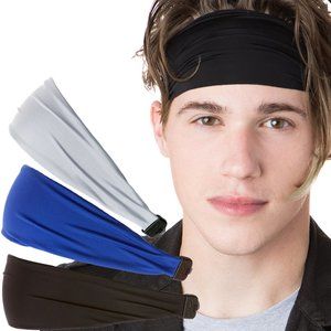 Xflex 3-pack Men's Basic Black/Grey/Blue Adjustable Spandex Sport Headband Pack